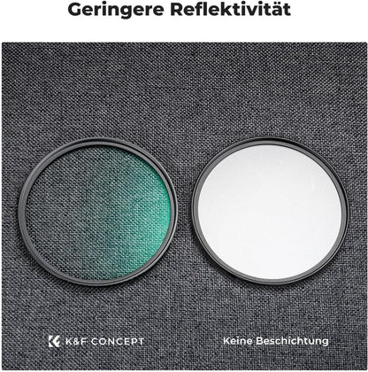 K&F Concept Nano 58mm UV Filter mit Objektivdeckel und Reinigungstuch
