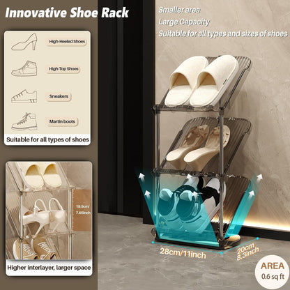 Schuhregal Schmal mit 5 Ebenen - Platzsparend Schräg