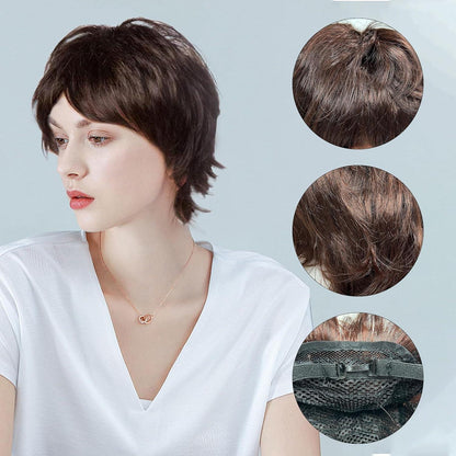 Kurze Pixie Perücke Damen Dunkelbraun mit Pony