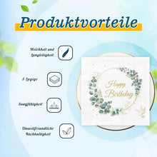 3-lagige Happy Birthday Servietten Eukalyptus Grün (40