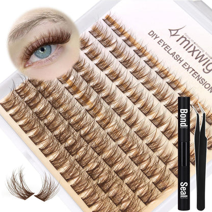 Braune Wimpern Cluster CC Curl Set – Individuelle Verlängerung