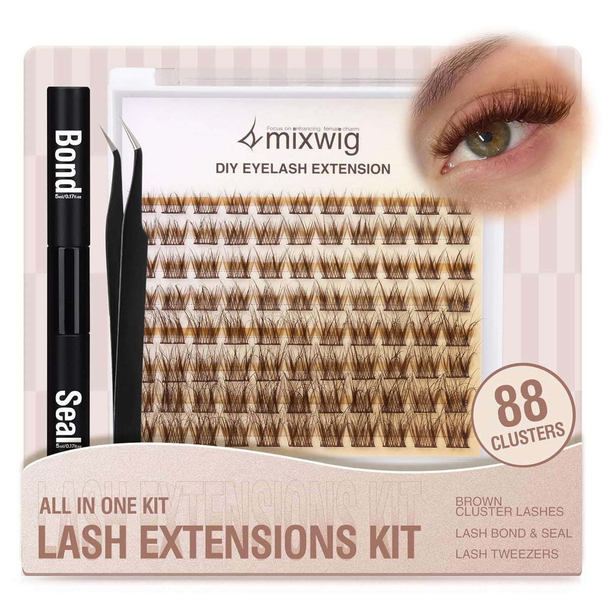 Braune Wimpern Cluster CC Curl Set – Individuelle Verlängerung