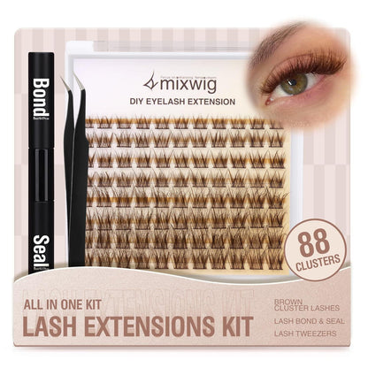 Braune Wimpern Cluster CC Curl Set – Individuelle Verlängerung