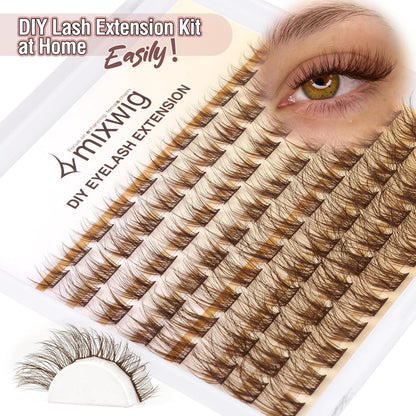Braune Wimpern Cluster CC Curl Set – Individuelle Verlängerung