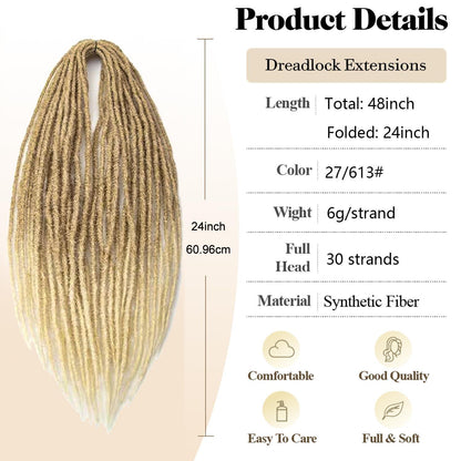 24 Zoll Dreadlock Extensions – Handgemacht, 27/613#