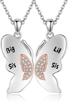 925 Sterling Silber Schwester Halskette Yin Yang Anhänger Set