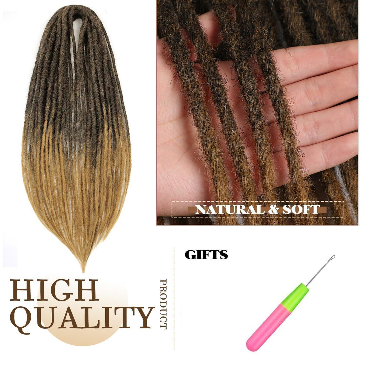 24 Zoll Dreadlock Extensions – Handgemacht, Gerade, T1B/27#