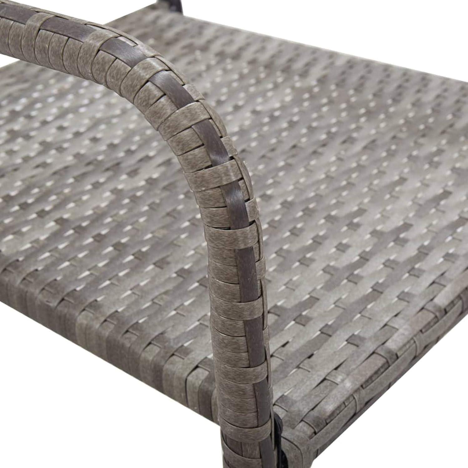 Garten Essgruppe 6 Personen, Tisch mit Stuhl, Poly Rattan Grau