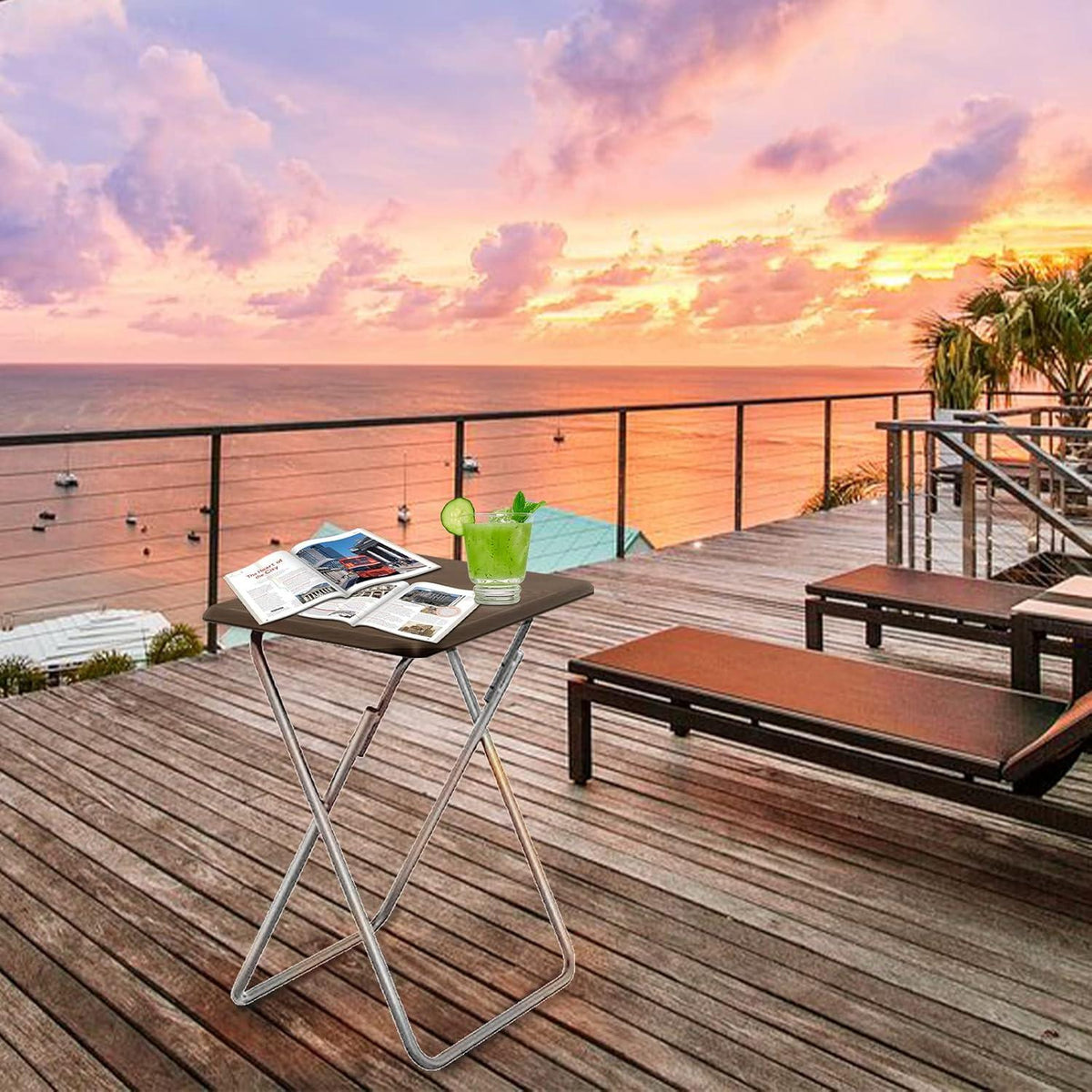 Klappbarer Beistelltisch Nussbaumholz 37x47x66cm Stabil & Langlebig