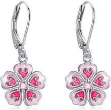 925 Sterling Silber Kirschblüten Leverback Ohrringe mit Zirkon
