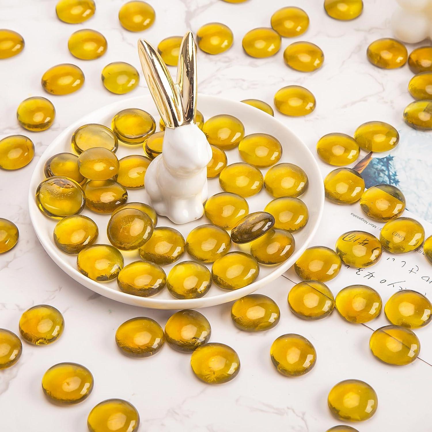 Glasnuggets Gelb 450g 1,7-1,9cm Deko Glassteine Kinder Mosaiksteine