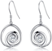 925 Sterling Silber Spirale Ohrringe mit Zirkonia Tropfen für Frauen