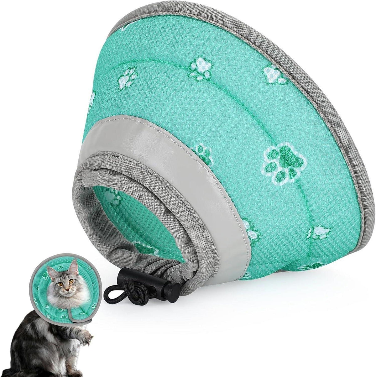 Katze Halskrause Faltbarer Schutzkragen Grün M