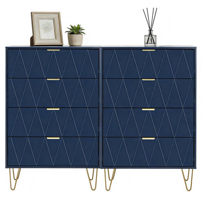 Blaue Kommode mit 8 Schubladen – Schlafzimmer Möbel Holz Optik