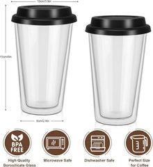 Doppelwandige Kaffeegläser mit Deckel 12oz Latte Macchiato