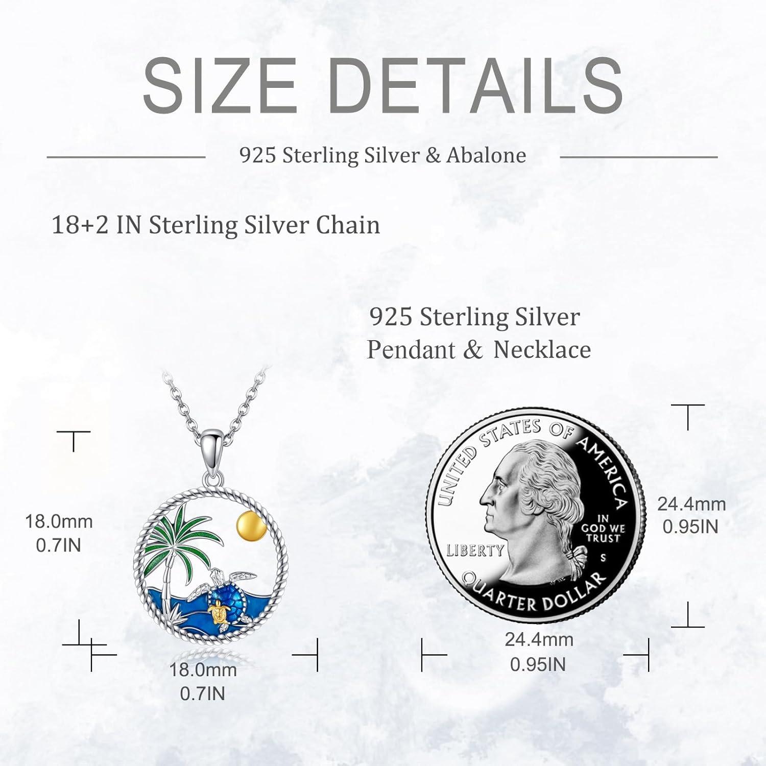 Meeresschildkröte Halskette Aquamarin Zirkonia 925 Silber