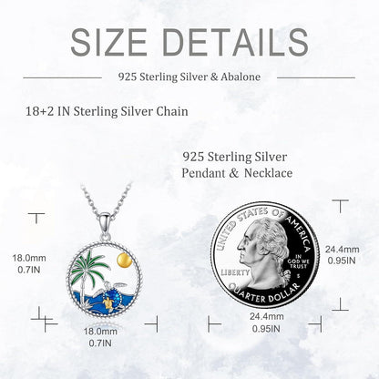 Meeresschildkröte Halskette Aquamarin Zirkonia 925 Silber