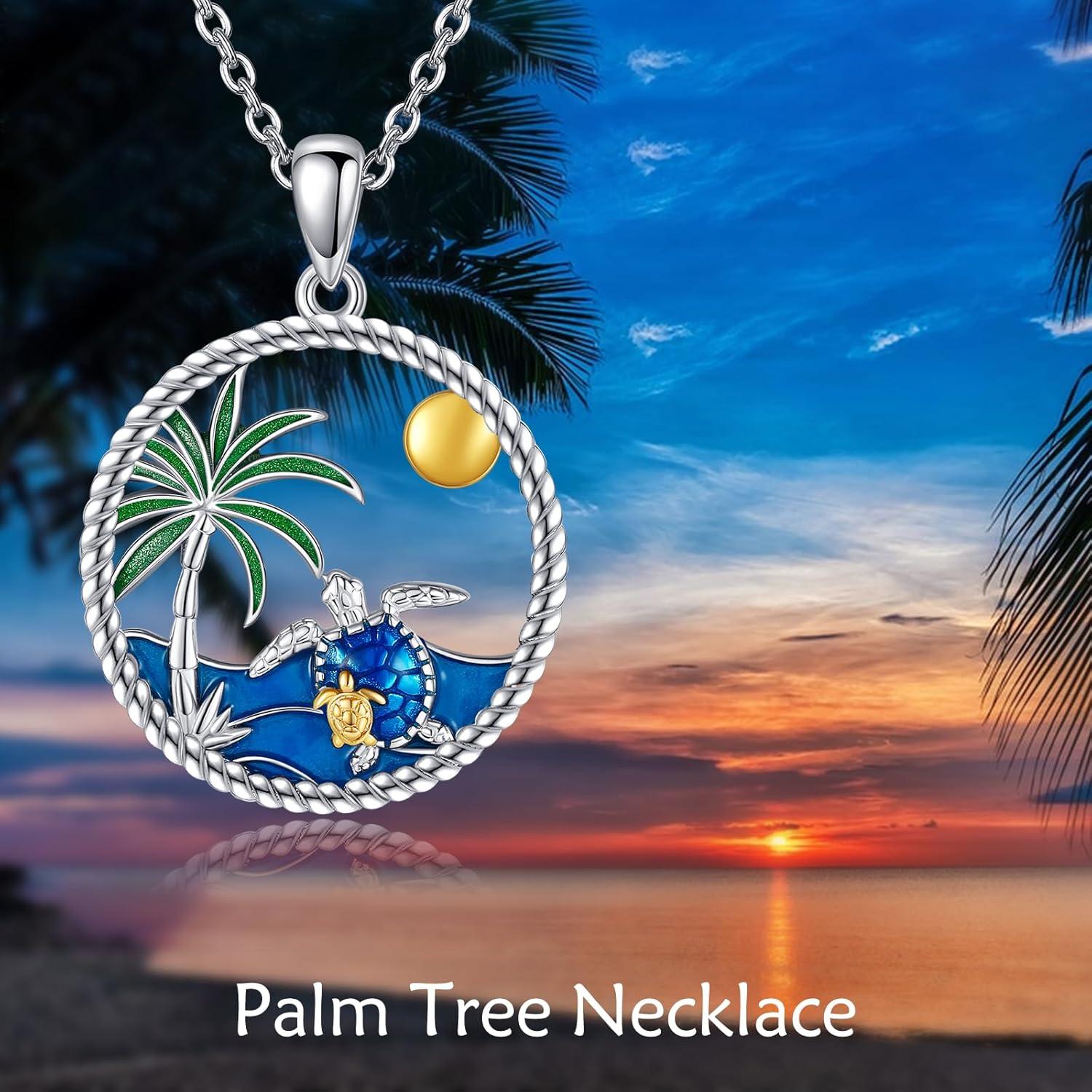 Meeresschildkröte Aquamarin Halskette 925 Silber Zirkonia Ozean Symbol