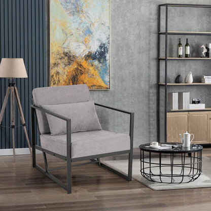 Mingone 2er Set gepolsterte Lounge-Sessel Hellgrau