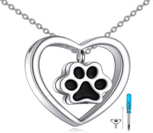 Hunde Pfotenabdruck Herz Urne Halskette 925 Silber
