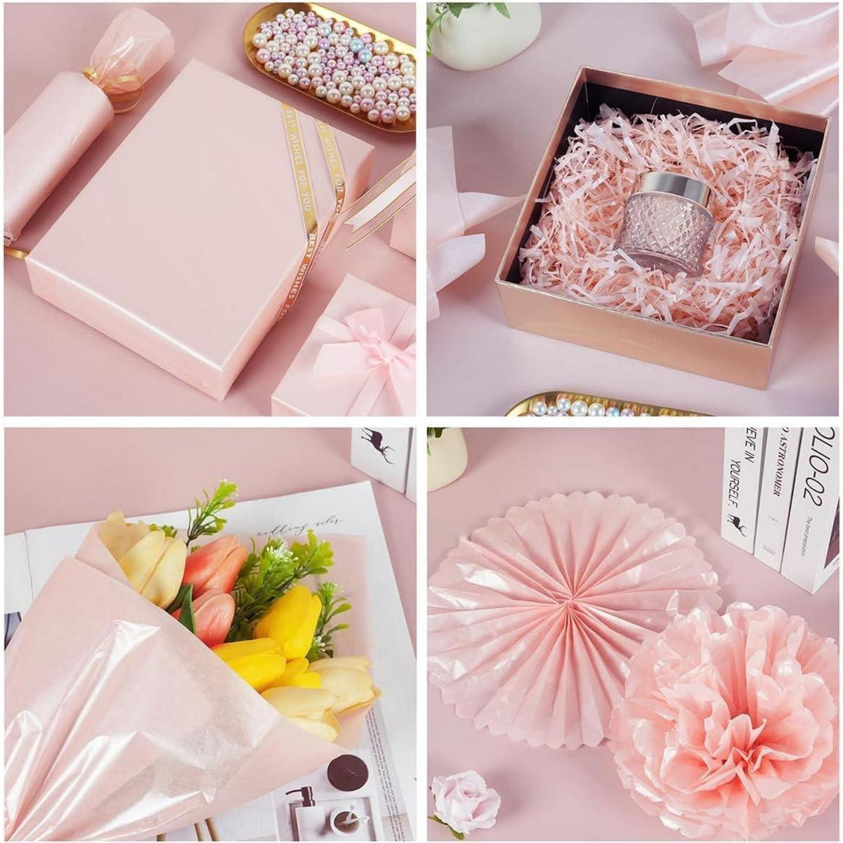 Rosa Metallic Seidenpapier 60 Blatt – Geschenkpapier & Bastelpapier
