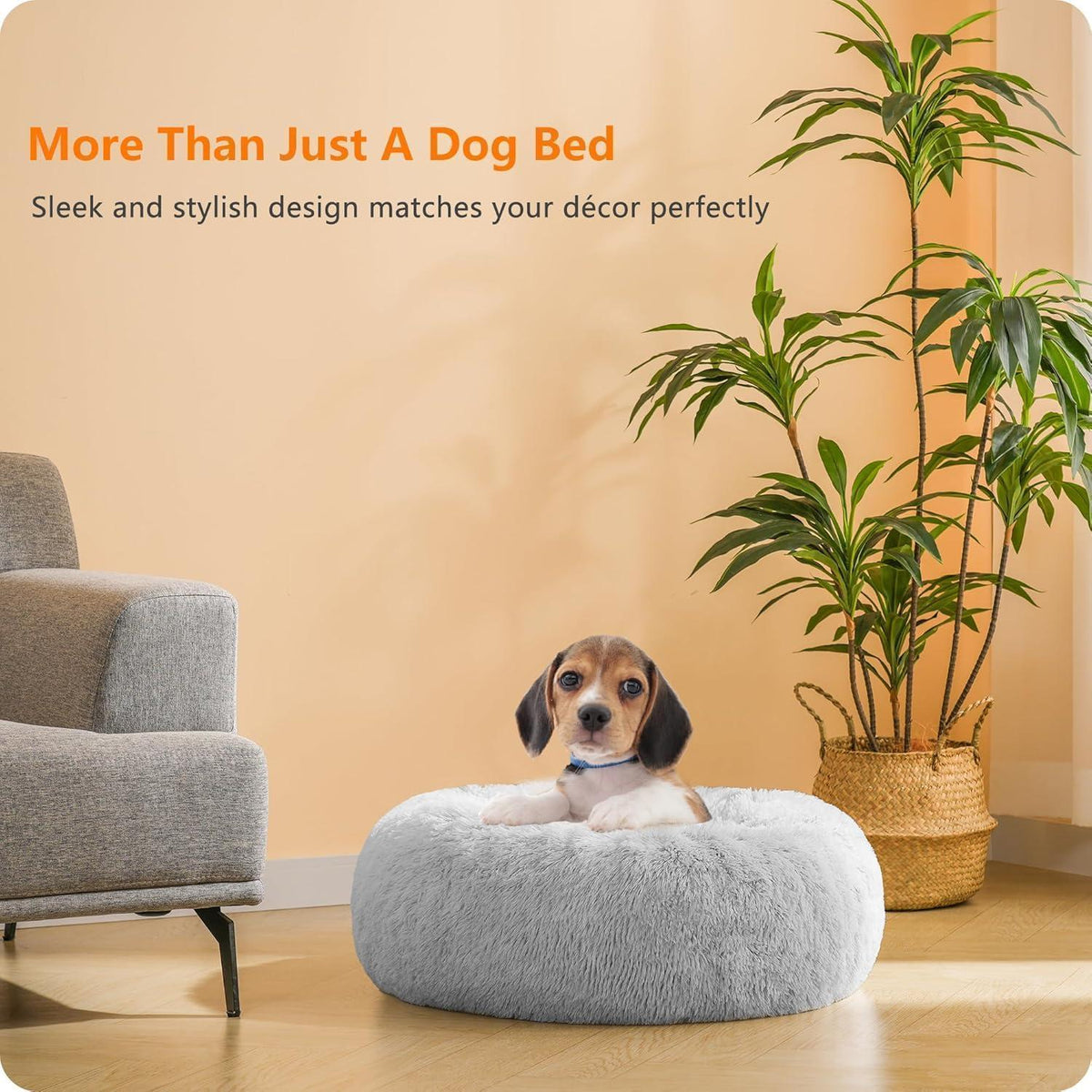 Orthopädisches Hundebett rund, waschbar, 60 cm, Hellgrau