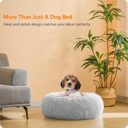Orthopädisches Hundebett rund, waschbar, 60 cm, Hellgrau