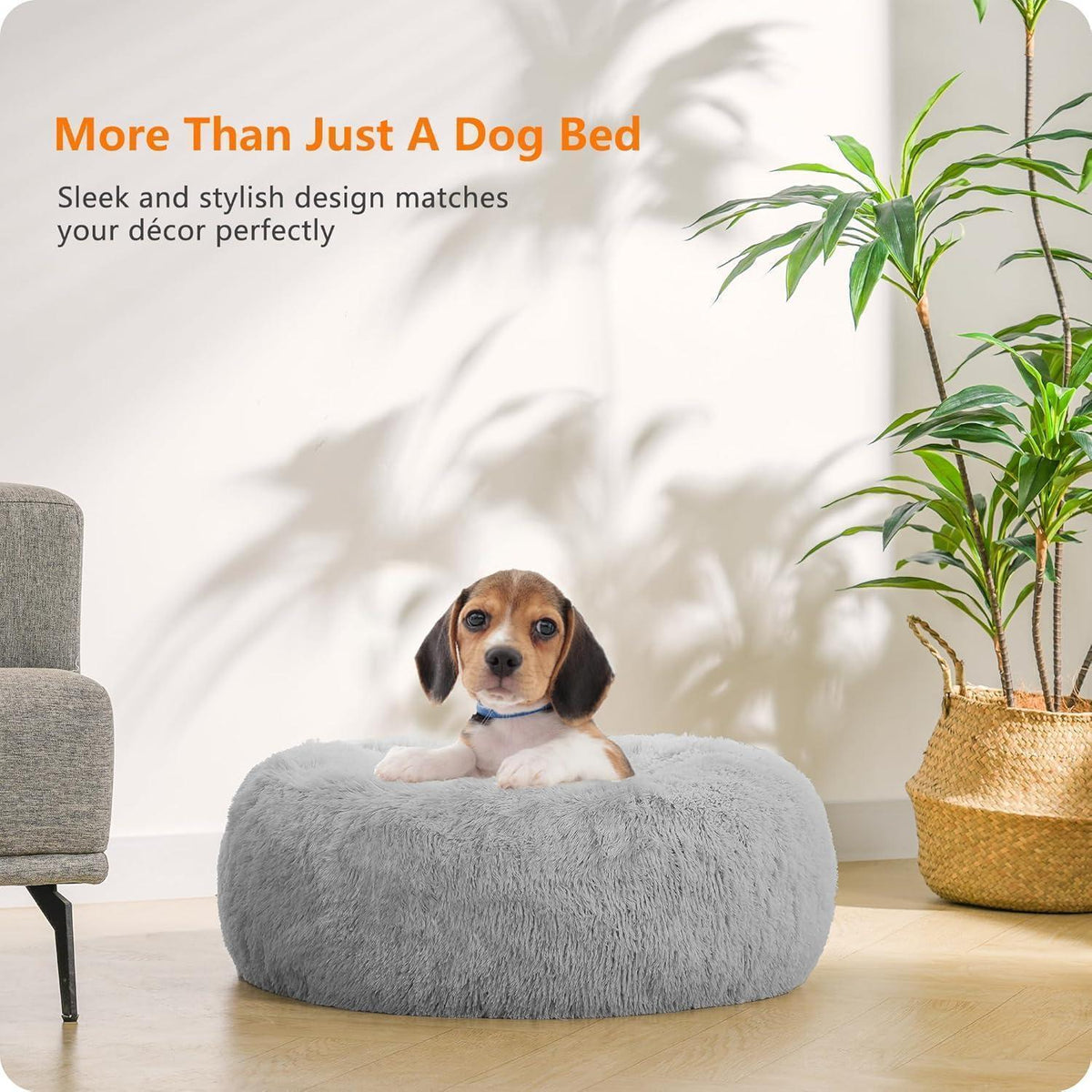Orthopädisches Hundebett rund, waschbar, 60 cm, Hellgrau