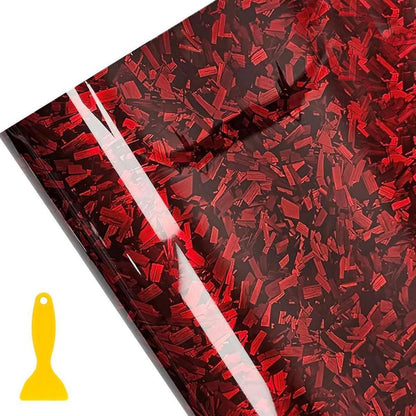 Geschmiedete Carbon Folie Rot – 150x30cm Selbstklebend