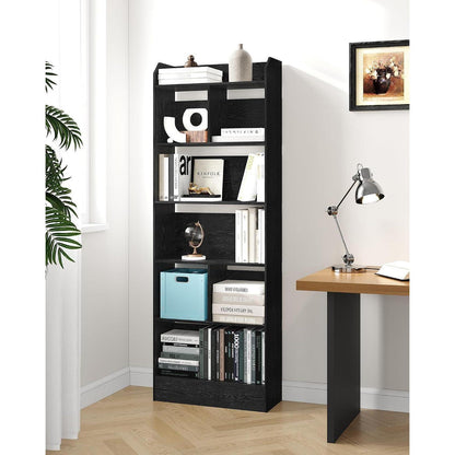 Schwarzes Bücherregal 6 Fächer – 24x60x170 cm | Standregal
