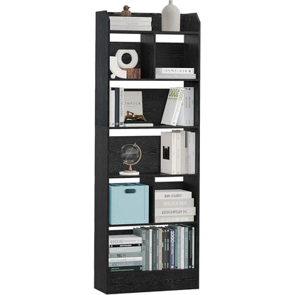 Schwarzes Bücherregal 6 Fächer – 24x60x170 cm | Standregal