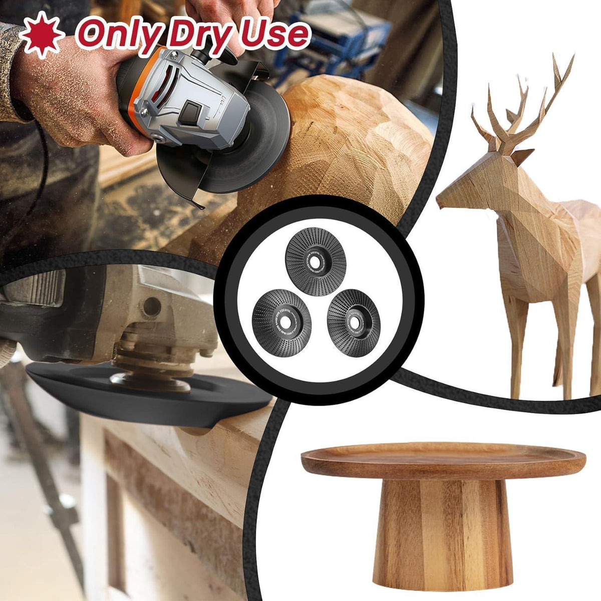 FOCSTOL Holz Schleifscheiben Set 3tlg. 125mm für Winkelschleifer