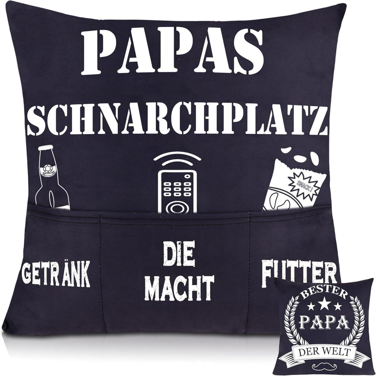 Vatertagsgeschenk: Lustiger Papa Kissenbezug mit Taschen 45x45cm