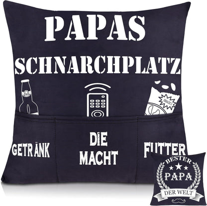 Vatertagsgeschenk: Lustiger Papa Kissenbezug mit Taschen 45x45cm