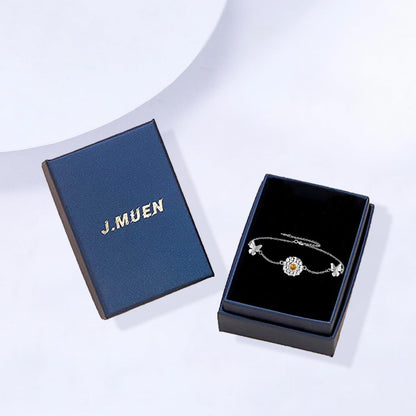 J.MUEN Damen Fußkettchen Silber 925 Gänseblümchen Verstellbar 22+4cm