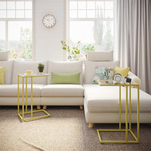 Beistelltisch C Form Glas Sofatisch golden 2er Set