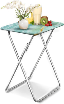 Klappbarer Tablett-Beistelltisch Blauer Marmor 37x47x66cm