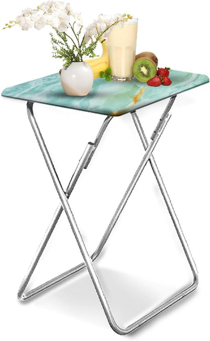 Klappbarer Tablett-Beistelltisch Blauer Marmor 37x47x66cm