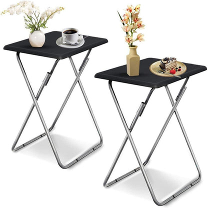 Klappbarer Beistelltisch für Balkon & Garten, 2er-Set Schwarz