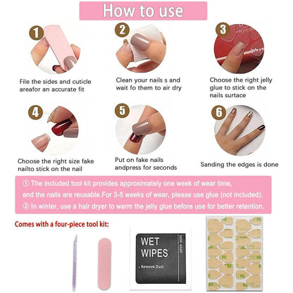 Künstliche Nägel Ombré Pink Quadratisch Glänzend 24 Stück