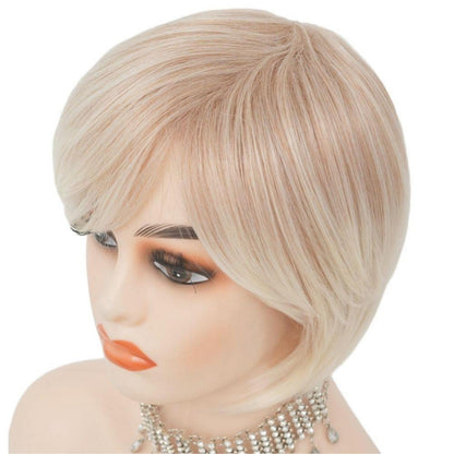 Bob Blonde Glatte Perücke Damen Kurz Seitenteil Synthetisch