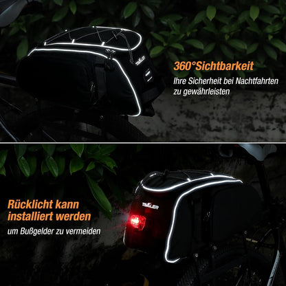Fahrradtasche Gepäckträger Wasserdicht 12L E-Bike Pendeln