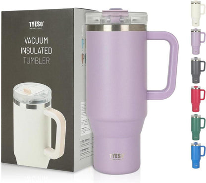 Isolierter Trinkbecher mit Strohhalm 1200ml Edelstahl lila