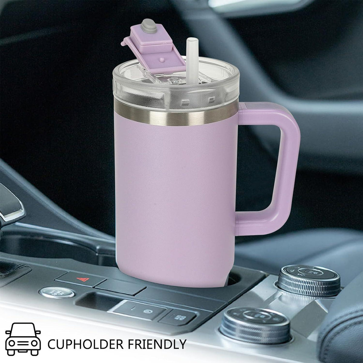 Riley Joy 1200ml Travel Mug Edelstahl Thermobecher Strohhalm Lila