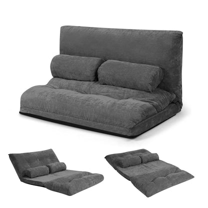 GOPLUS Bodensofa mit Schlaffunktion & Verstelllehne (Grau)