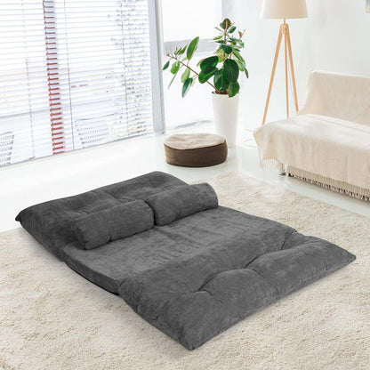 GOPLUS Bodensofa mit Schlaffunktion & Verstelllehne (Grau)