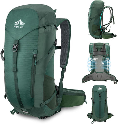 Wanderrucksack 50L Night Cat: Leichtgewicht Atmungsaktiv für Camping