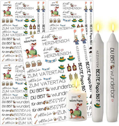 Kerzentattoos Vater Papa Geschenk DIY Bogen A5 Set 4 Stück