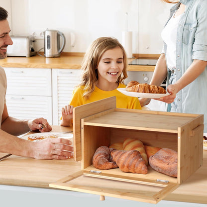 Bambus Brotkasten mit Schneidebrett und Messerhalter