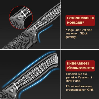 17-tlg. Küchenmesser Set mit Block | Edelstahl, Titanbeschichtet